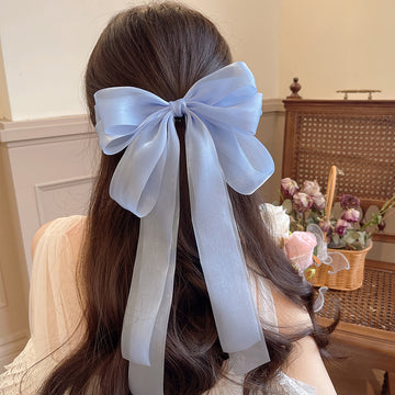 Oversized Satin Streamer Bow Clip